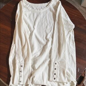 Cream Button-Detail Women's Top